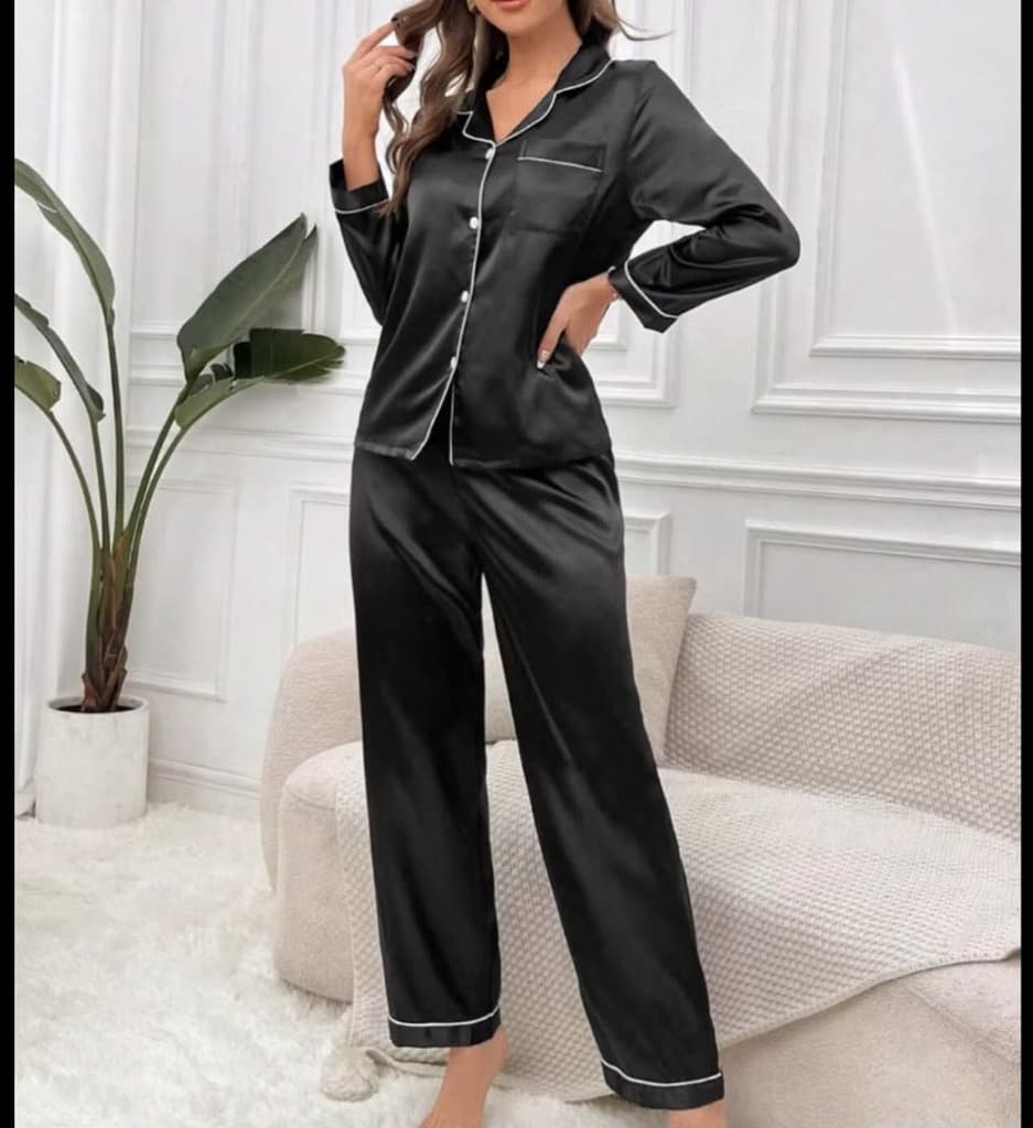 Pijama feminino americano cetim de seda com elastano